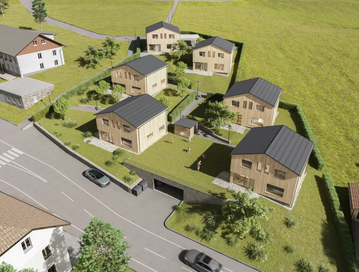 Willkommen in Pré Paroz - Ihr Traumhaus aus regionalem Holz! Die neue Wohnüberbauung Pré Paroz in Le Fuet lädt mit ihrer modernen Architektur und nachhalƟgen Bauweise zum Wohnen ein und berücksichƟgt dabei die regionale ForstwirtschaŌ. EingebeƩet in der LandschaŌ des Berner Juras geniessen Sie die ruhige und friedliche Atmosphäre und können so dem hekƟschen Stadtleben enƞliehen, um die Natur in vollen Zügen zu erleben. Dennoch müssen Sie nicht auf gute verkehrsanbindungen verzichten; In unter zehn Minuten e